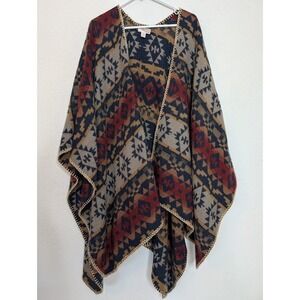 FOREVER 21 Womens Sweater Wrap Poncho ONE SIZE Boho Cardigan Aztec Hippie‎